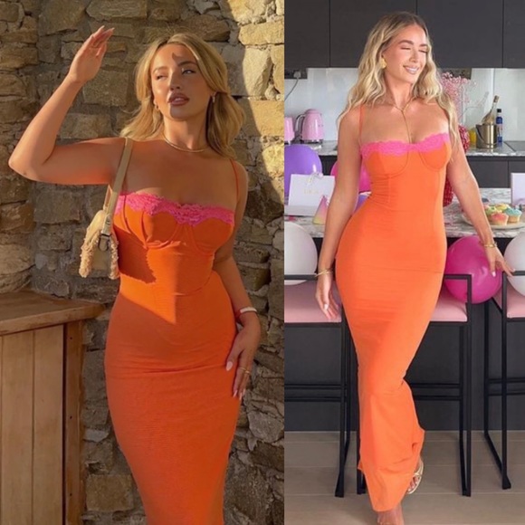 HOUSE OF CB 'Aiza' Flame Orange Maxi Dress size S - Picture 6 of 15